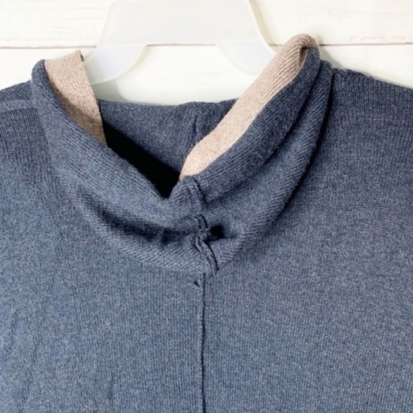 SOFT SURROUNDINGS Wool Blend Hooded Cardigan Sweater Women's Small S Blue Tan - Picture 7 of 10